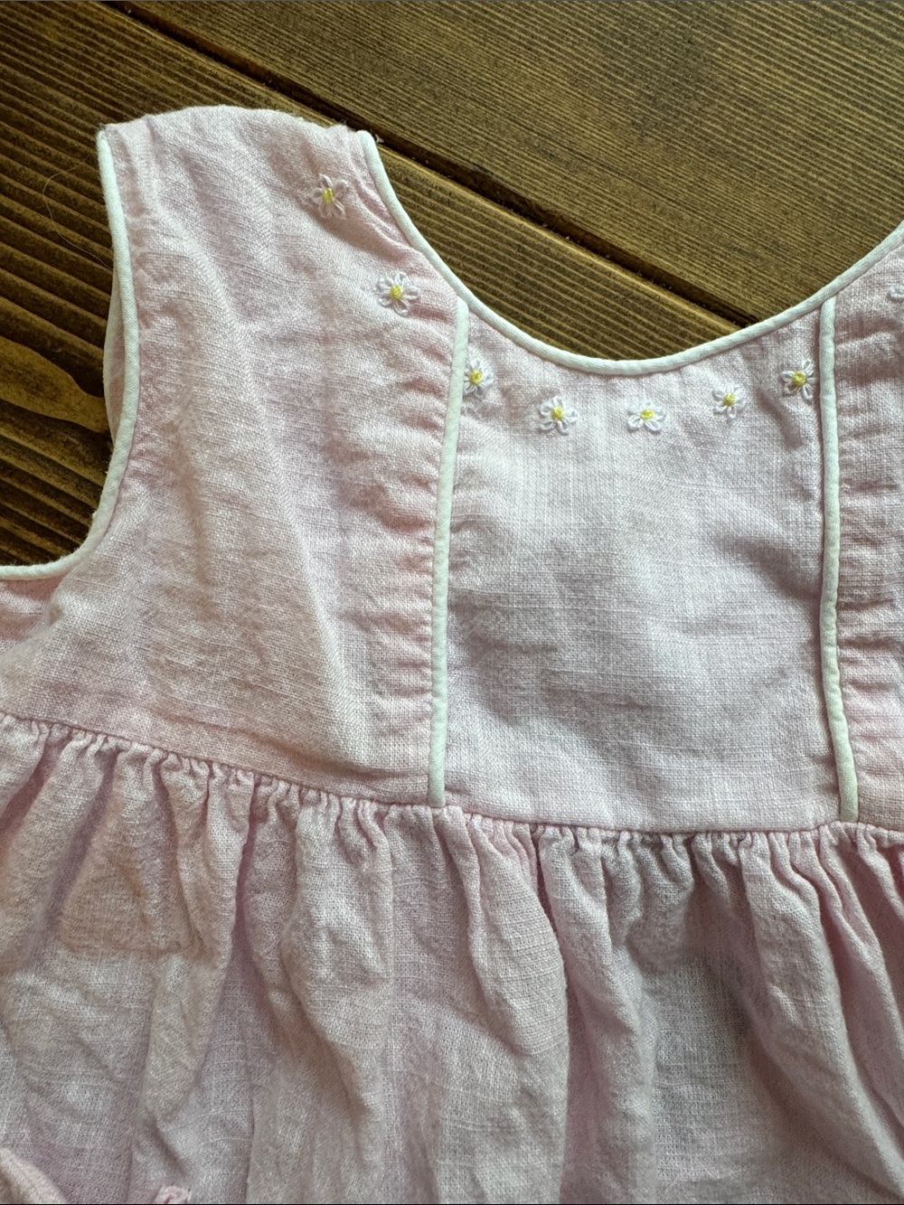 Children's Pink Sleeveless Dress with Daisy Embroidery